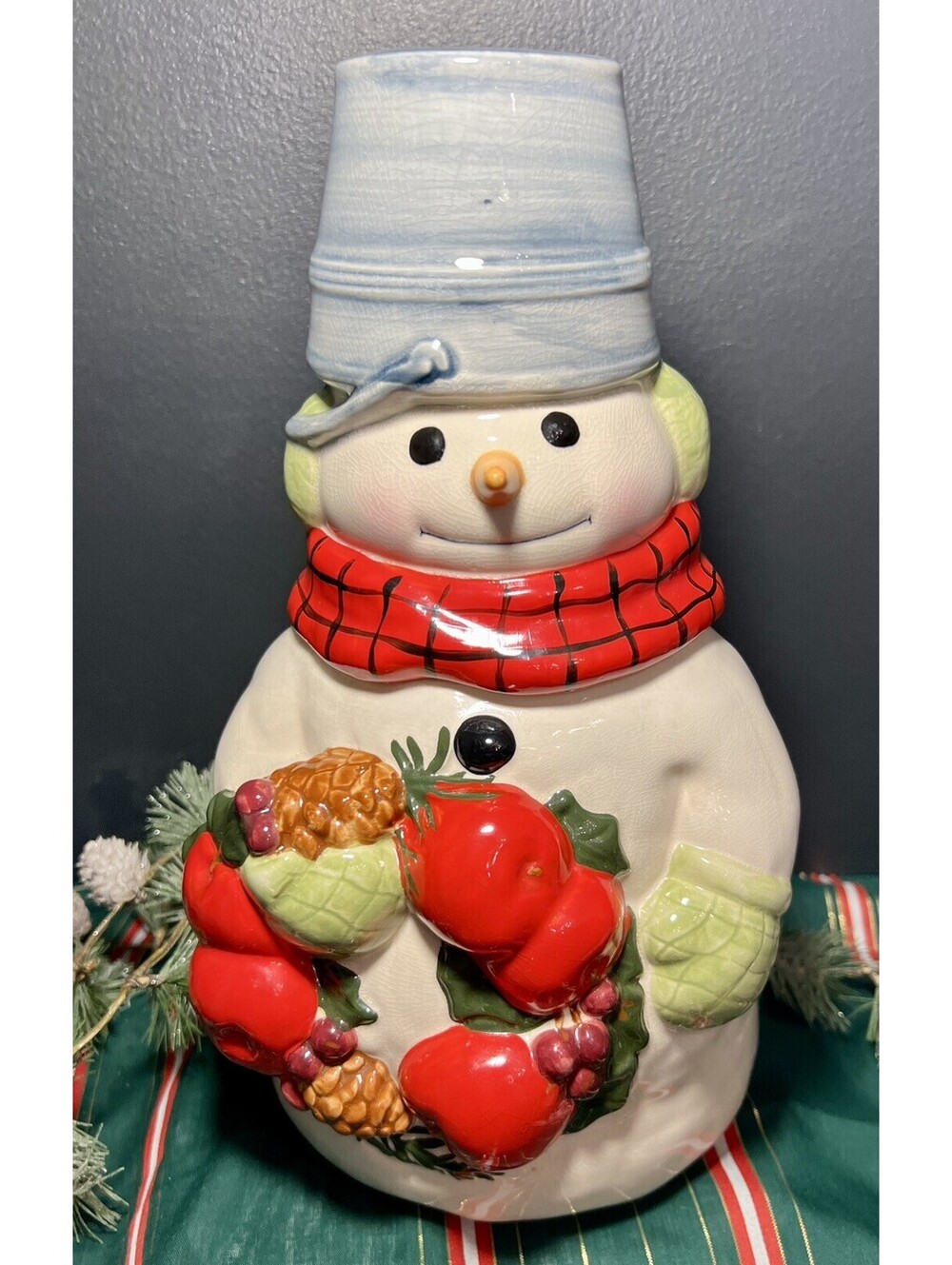 Vintage Hallmark 13” Christmas Snowman Mitford Cookie Jar Jan Karon  ceramic